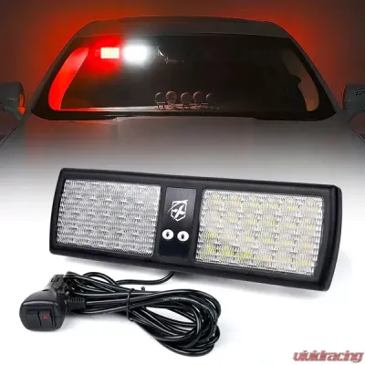 Xprite White/Red Decoy Series Windshield Visor 48 LED Strobe Lights - 52019-WR