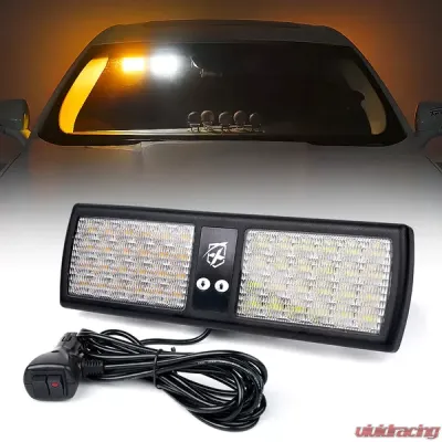 Xprite White/Amber Decoy Series Windshield Visor 48 LED Strobe Lights - 52019-WY