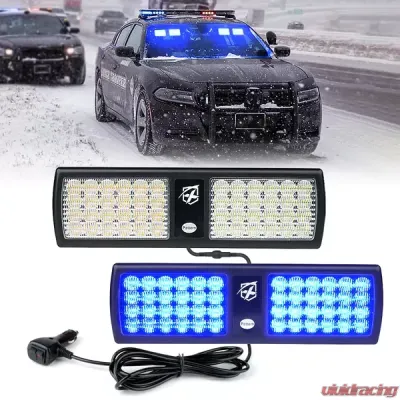 Xprite Blue Agent Series Dual Windshield Sun Visor Strobe Lights - 52020-G1-B