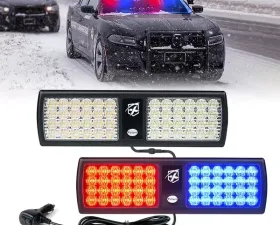 Xprite Red/Blue Agent Series Dual Windshield Sun Visor Strobe Lights
