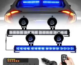 Xprite Blue Contract G2 Series Dual LED Traffic Advisor Strobe Lights with Remote Control