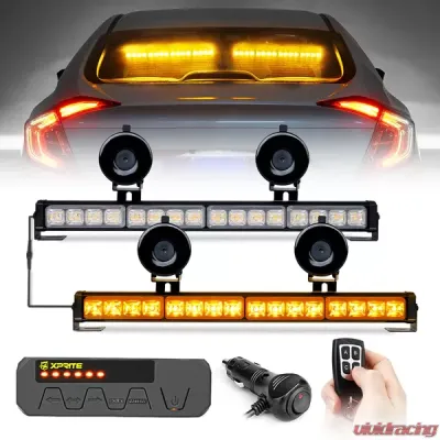 Xprite Amber Contract G2 Series Dual LED Traffic Advisor Strobe Lights with Remote Control - 52024-G2-Y