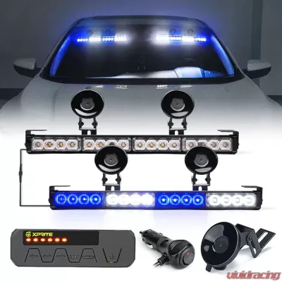 Xprite White/Blue Contract G1 Series Dual LED Traffic Advisor Strobe Lights - 52024M-G1-WB