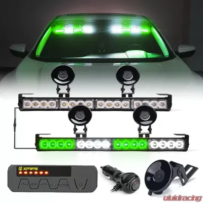 Xprite White/Green Contract G1 Series Dual LED Traffic Advisor Strobe Lights - 52024M-G1-WG