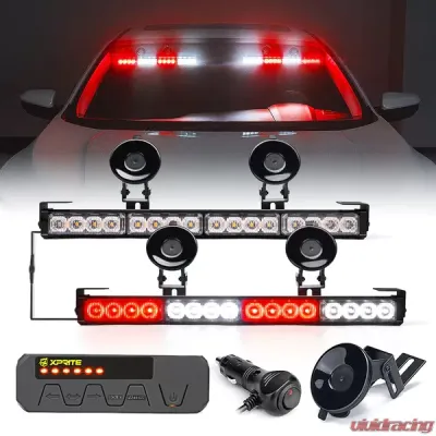 Xprite White/Red Contract G1 Series Dual LED Traffic Advisor Strobe Lights - 52024M-G1-WR