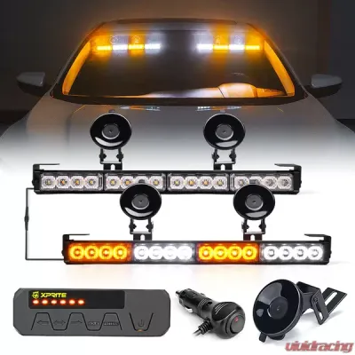 Xprite White/Amber Contract G1 Series Dual LED Traffic Advisor Strobe Lights - 52024M-G1-WY
