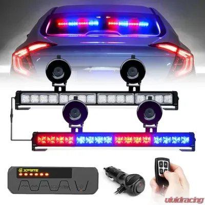 Xprite Red/Blue Contract G2 Series Dual LED Traffic Advisor Strobe Lights with Remote Control - 52024M-G2-RB