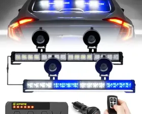 Xprite White/Blue Contract G2 Series Dual LED Traffic Advisor Strobe Lights with Remote Control