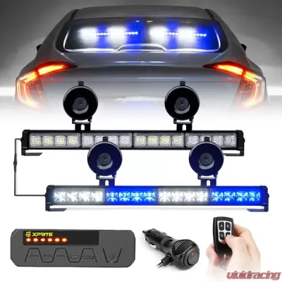 Xprite White/Blue Contract G2 Series Dual LED Traffic Advisor Strobe Lights with Remote Control - 52024M-G2-WB