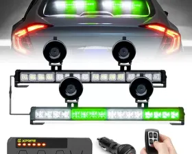 Xprite White/Green Contract G2 Series Dual LED Traffic Advisor Strobe Lights with Remote Control