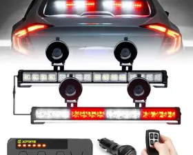 Xprite White/Red Contract G2 Series Dual LED Traffic Advisor Strobe Lights with Remote Control
