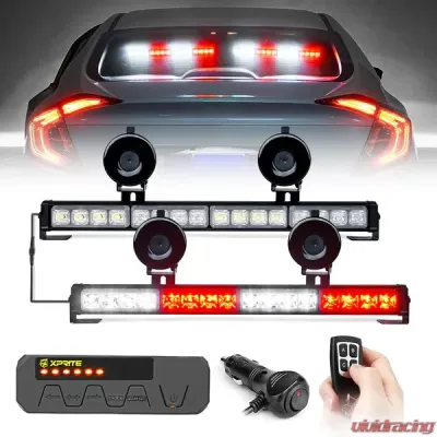 Xprite White/Red Contract G2 Series Dual LED Traffic Advisor Strobe Lights with Remote Control - 52024M-G2-WR