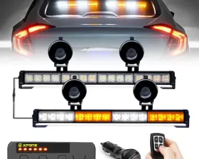 Xprite White/Amber Contract G2 Series Dual LED Traffic Advisor Strobe Lights with Remote Control