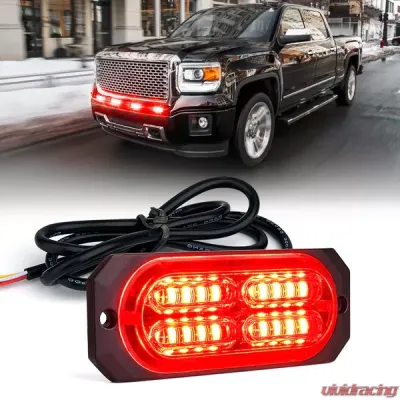 Xprite Red Squad Series 4W Flush Mount Side Marker Strobe Light - 52025-G3-R