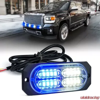 Xprite White/Blue Squad Series 4W Flush Mount Side Marker Strobe Light - 52025-G3-WB