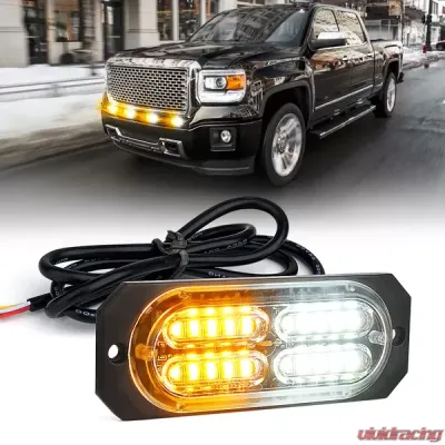 Xprite White/Amber Squad Series 4W Flush Mount Side Marker Strobe Light - 52025-G3-WY