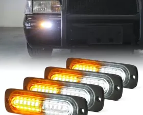 Xprite White/Amber Alert 12 Series 6W Flush Mount Side Marker Emergency Strobe Light