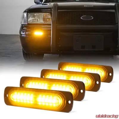 Xprite Amber Alert 12 Series 6W Flush Mount Side Marker Emergency Strobe Light - 52026S-12-Y-4PC