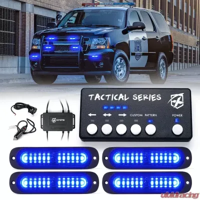 Xprite Blue Tactical 12 Series LED Marker Strobe Lights - Set of 4 - 52027-4-B
