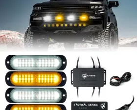 Xprite White/Amber Tactical 12 Series LED Marker Strobe Lights - Set of 4