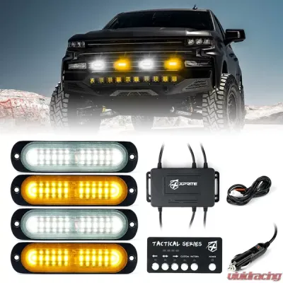 Xprite White/Amber Tactical 12 Series LED Marker Strobe Lights - Set of 4 - 52027-4-WY