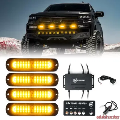 Xprite Amber Tactical 12 Series LED Marker Strobe Lights - Set of 4 - 52027-4-Y