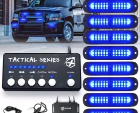 Xprite Blue Tactical 12 Series LED Marker Strobe Lights - Set of 8