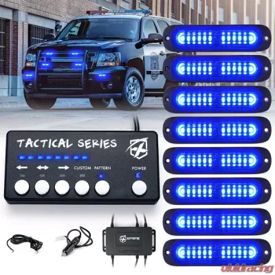 Xprite Blue Tactical 12 Series LED Marker Strobe Lights - Set of 8 - 52027-8-B