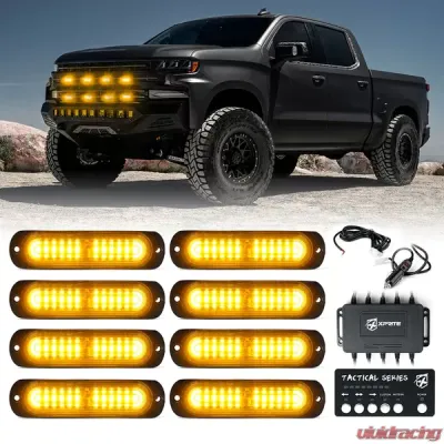 Xprite Amber Tactical 12 Series LED Marker Strobe Lights - Set of 8 - 52027-8-Y
