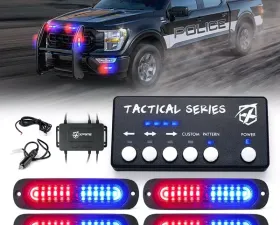 Xprite Red/Blue Set of 4 Tactical 12 Series LED Marker Strobe Lights