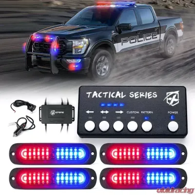 Xprite Red/Blue Set of 4 Tactical 12 Series LED Marker Strobe Lights - 52027M-4-RB
