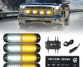 Xprite White/Amber Set of 4 Tactical 12 Series LED Marker Strobe Lights