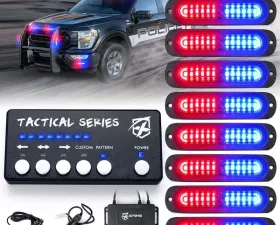 Xprite Red/Blue Set of 8 Tactical 12 Series LED Marker Strobe Lights