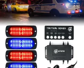 Xprite Red/Blue Tactical 24 Series LED Marker Strobe Lights - Set of 4