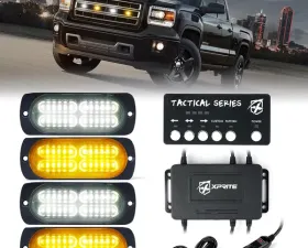 Xprite White/Amber Tactical 24 Series LED Marker Strobe Lights - Set of 4