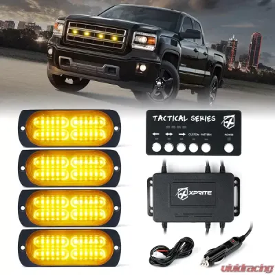 Xprite Amber Tactical 24 Series LED Marker Strobe Lights - Set of 4 - 52028-4-Y