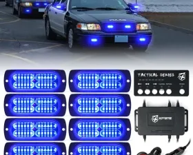 Xprite Blue Tactical 24 Series LED Marker Strobe Lights - Set of 8