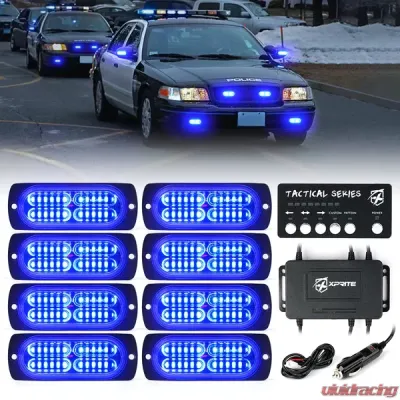 Xprite Blue Tactical 24 Series LED Marker Strobe Lights - Set of 8 - 52028-8-B
