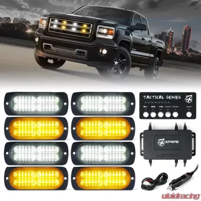 Xprite Whit/Amber Tactical 24 Series LED Marker Strobe Lights - Set of 8 - 52028-8-WY