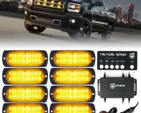 Xprite Amber Tactical 24 Series LED Marker Strobe Lights - Set of 8