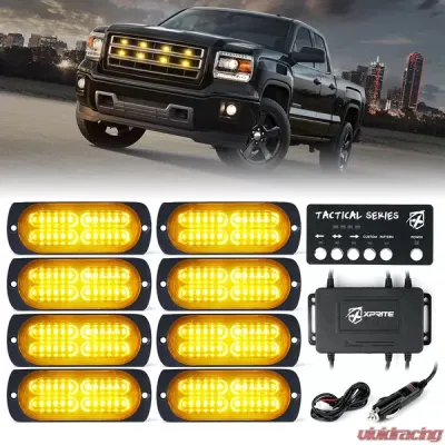 Xprite Amber Tactical 24 Series LED Marker Strobe Lights - Set of 8 - 52028-8-Y
