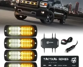 Xprite White/Amber Tactical Set of 4 24 Series LED Marker Strobe Lights
