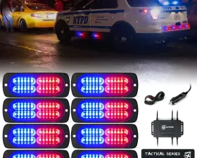 Xprite Red/Blue Set of 8 Tactical 24 Series LED Marker Strobe Lights