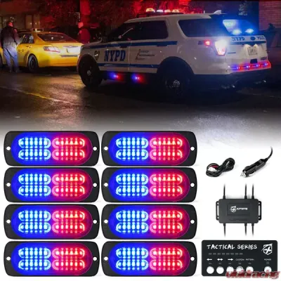 Xprite Red/Blue Set of 8 Tactical 24 Series LED Marker Strobe Lights - 52028M-8-RB