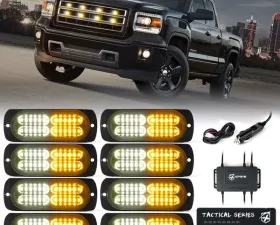 Xprite White/Amber Set of 8 Tactical 24 Series LED Marker Strobe Lights