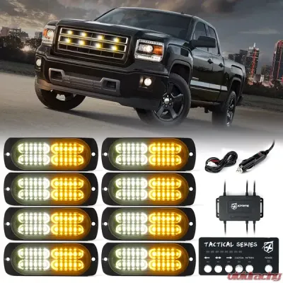 Xprite White/Amber Set of 8 Tactical 24 Series LED Marker Strobe Lights - 52028M-8-WY