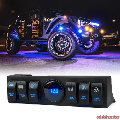 Xprite G3 6 Rocker Switch Panel With Digital Voltmeter Jeep Wrangler JK JKU 2009-2018 - CS-6SWITCH-G3