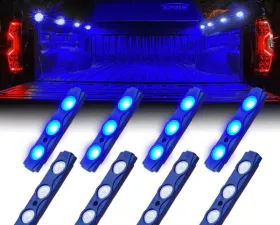 Xprite Blue 8 LED Rock Light Pods Truck Bed Lighting Kit with Switch