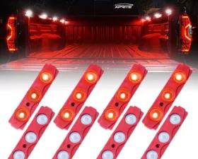 Xprite Red 8 LED Rock Light Pods Truck Bed Lighting Kit with Switch