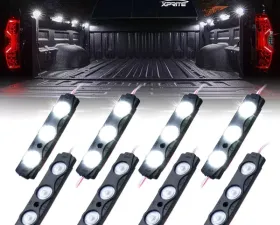 Xprite White 8 LED Rock Light Pods Truck Bed Lighting Kit with Switch